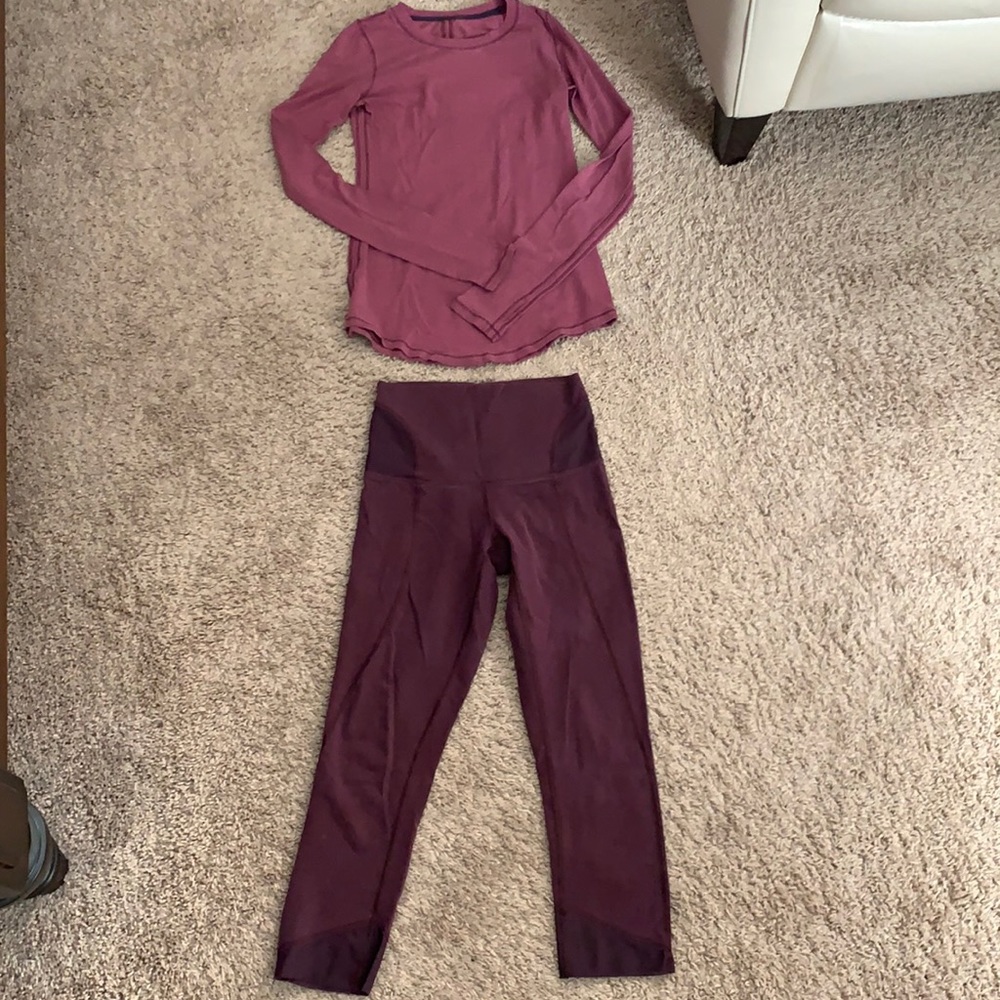 Lululemon wine legging and long-sleeve top size 4